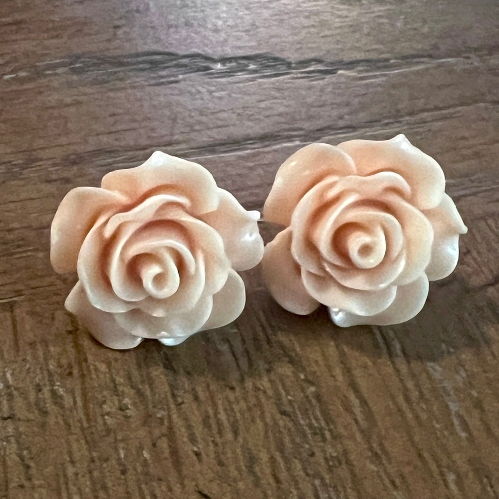 Vintage Rose Floral Peach Earrings wedding garden